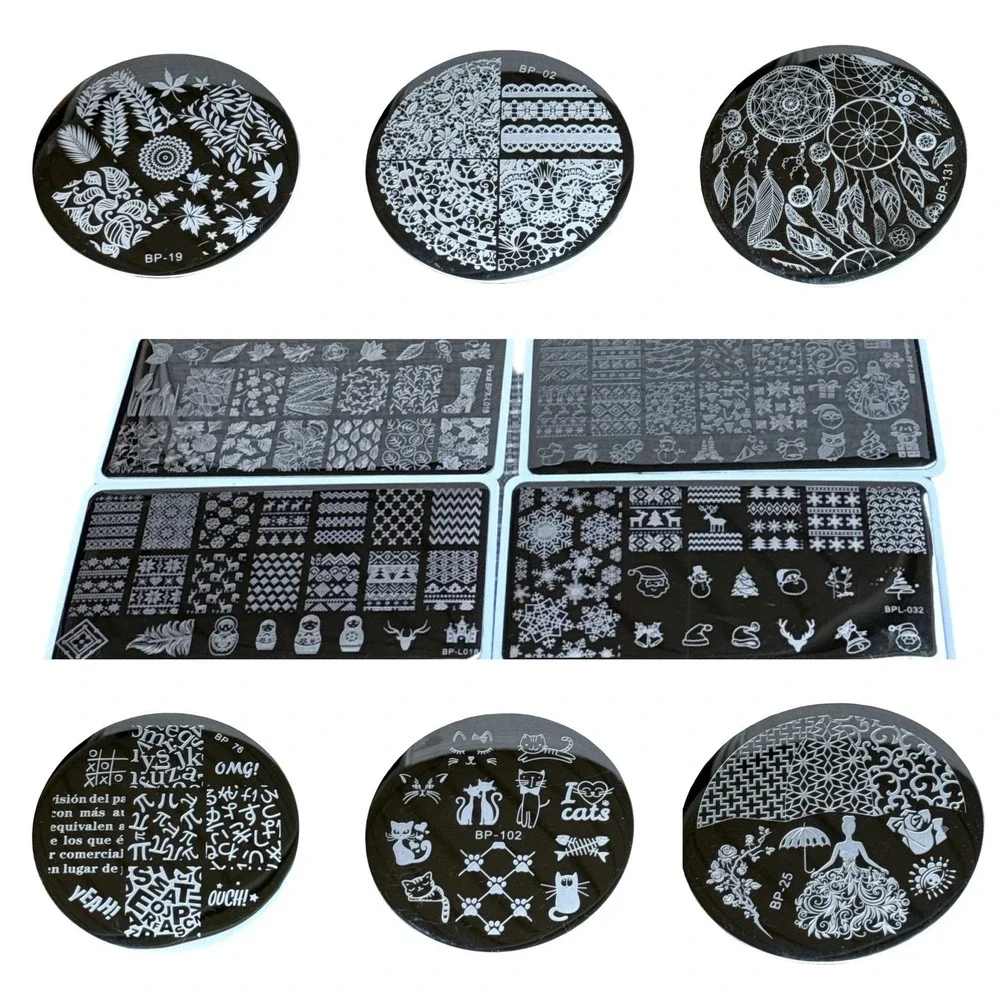 Born Pretty Nail Art Stamping Plate Bundle 10pc Floral Lace Christmas Cat BP BPL
